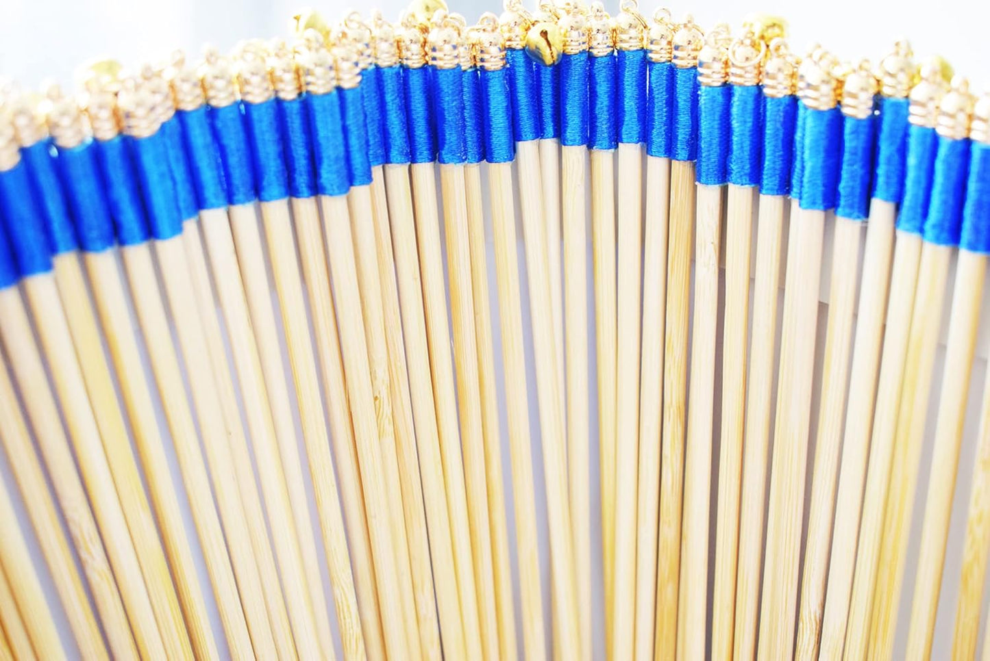 100 Pack Blue Lace Wedding Ribbon Wands Streamers with Bells Silk Fairy Wands Sticks Wedding Exit Ribbon for Party Activities Bridal Shower Send Off Holiday Celebration