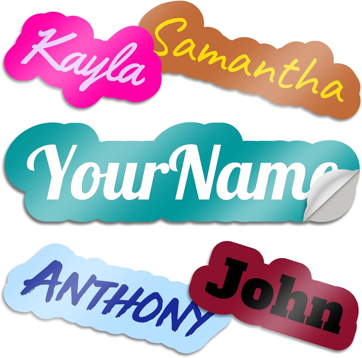 VulgrCo Custom Name Vinyl Stickers - Customizable Full Color Print Text Personalized to You Decal for Water Bottle, Phone, Bumper, Window, More! Waterproof, Dishwasher Safe, UV and Fade Resistant