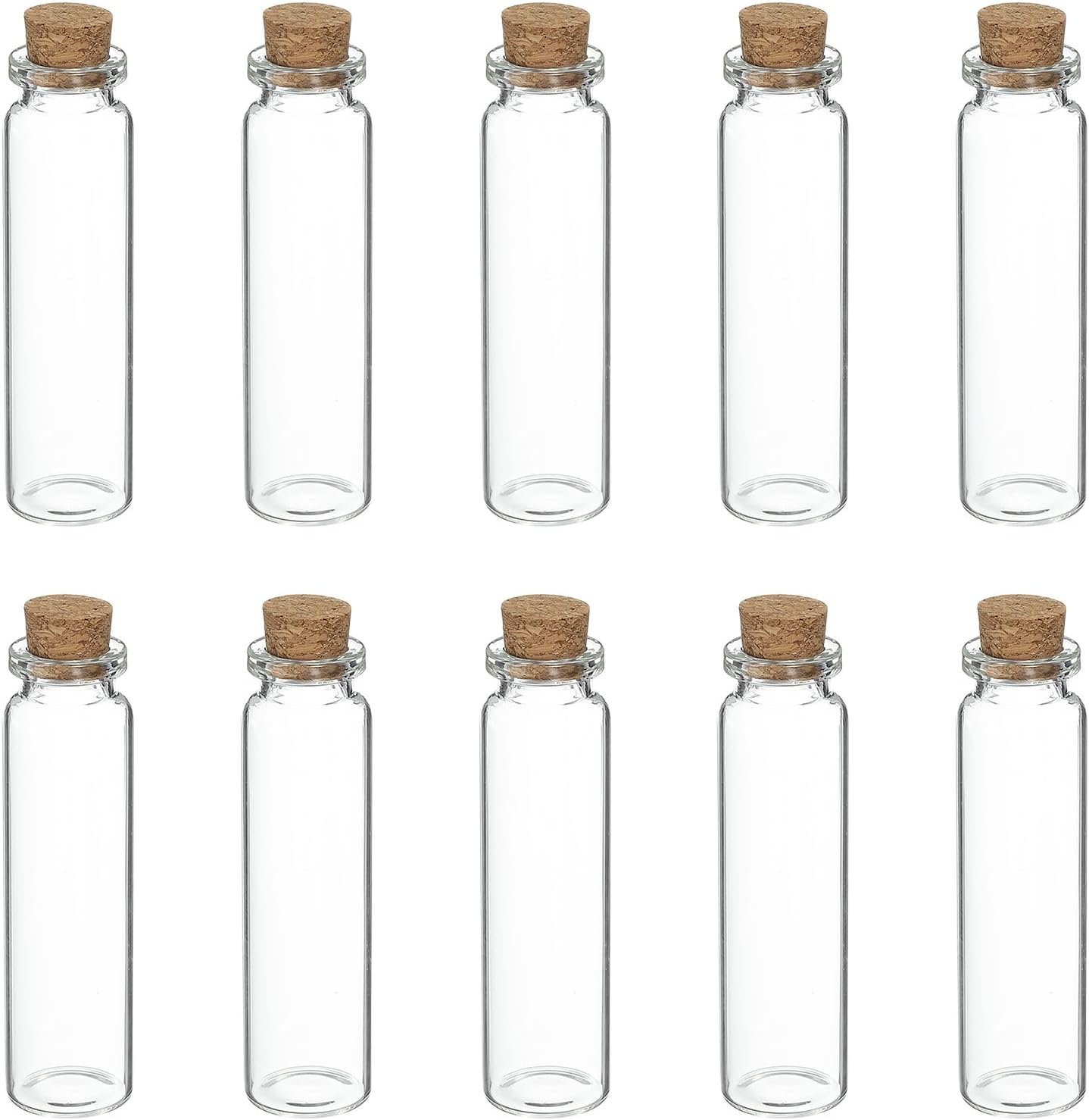 uxcell 10Pcs Mini Glass Bottles with Cork Stoppers, 20ml Small Clear Bottles Glass Empty Jars Vials for DIY Crafts Party Wedding Decor Favors