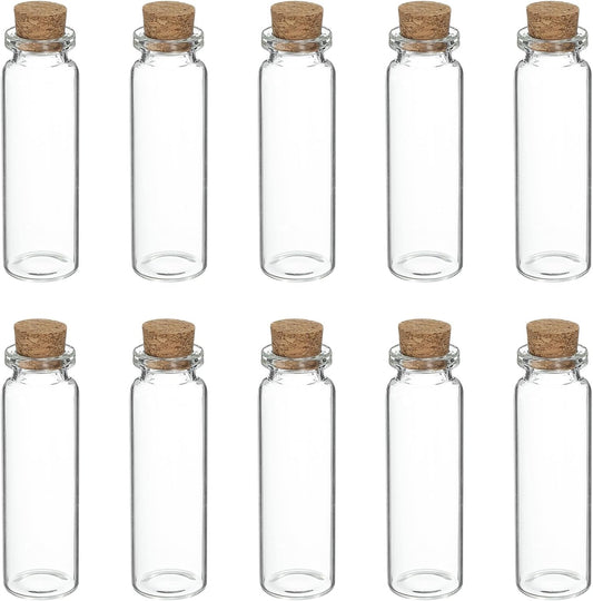 uxcell 10Pcs Mini Glass Bottles with Cork Stoppers, 15ml Small Clear Bottles Glass Empty Jars Vials for DIY Crafts Party Wedding Decor Favors