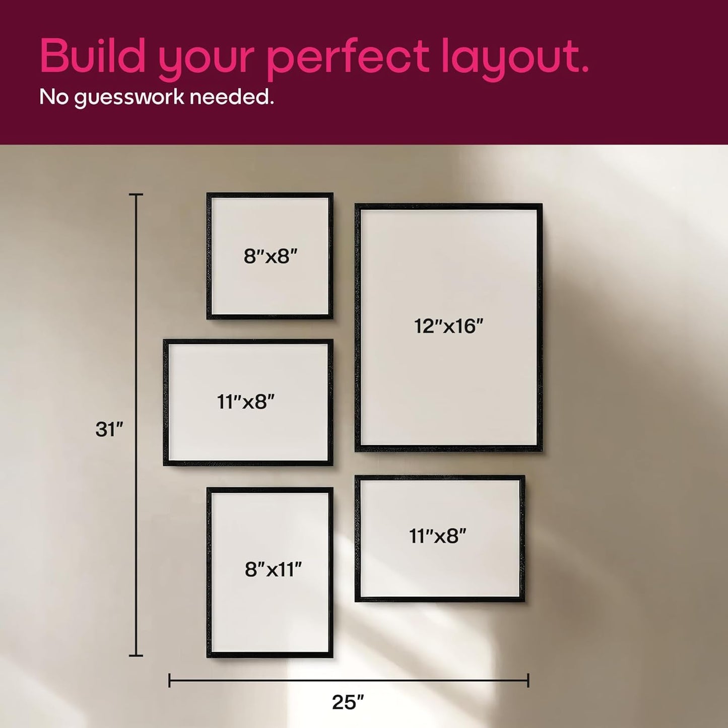 Mixtiles Official - Custom Photo Tiles - Personalized Printed Photos - Magnetic Wall Frames - Adhesive Sticker, No Nails - Various Sizes and Frames - offbeat-set-5-Tile - Clean Frame