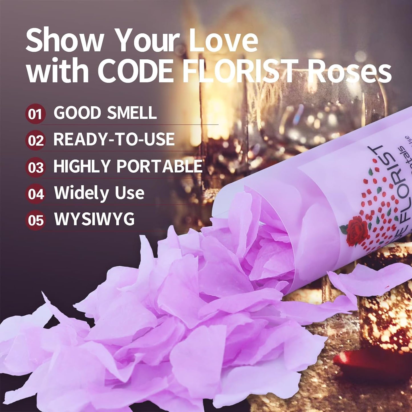 CODE FLORIST 1100 PCS Silk Rose Petals for Valentine's Day,Fake Rose Petals for Romantic Night,Wedding,Proposal Anniversary Flower Decorations(Separated,Scented,Baby Purple)