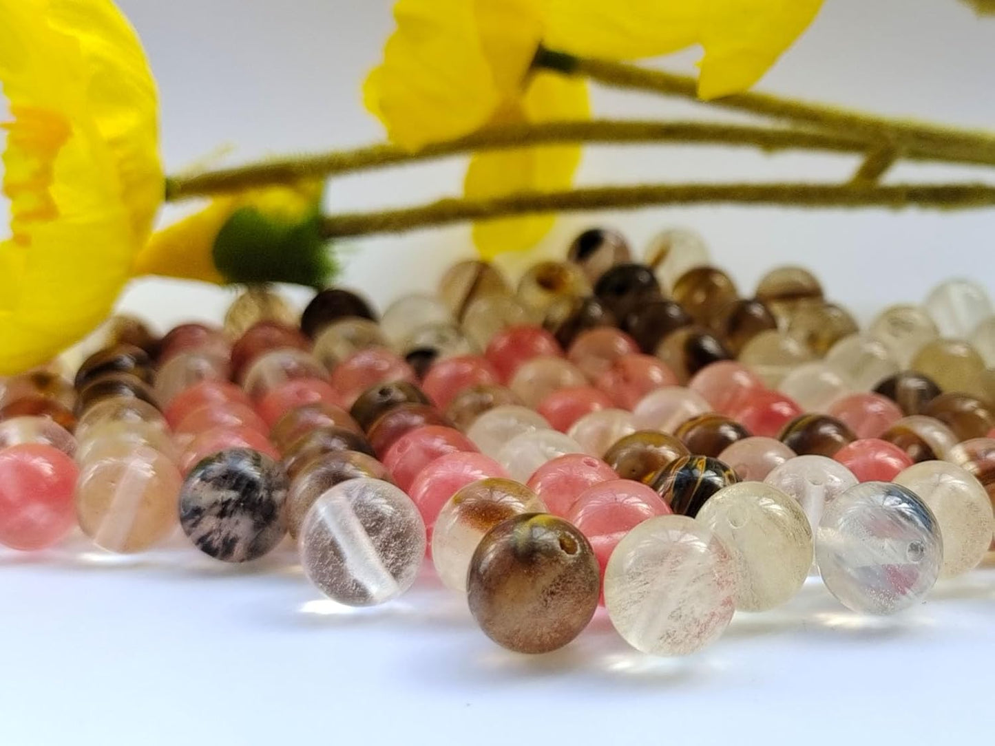 Stone Beads 6mm 140pcs Colorful Watermelon Quartz Beads Round Loose Gemstones Beads for Bracelet Necklace Jewelry Making (6mm, 60622 Colorful Watermelon Quartz)