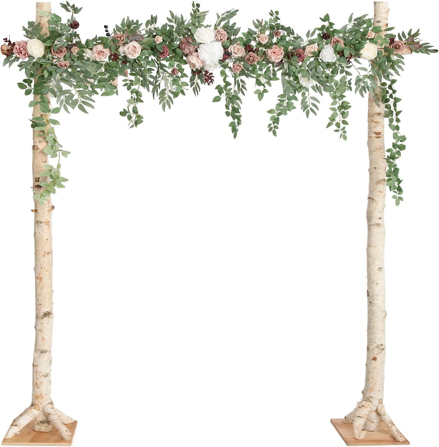 Ling's Moment 6.5FT Backdrop Floral Garland, Spring Artificial Wedding Arch Flowers Pink Decor, Blush Ceremony Reception Hanging Dusty Rose Arbor Arrangement Outdoor Party Swag Home Garden Decorations