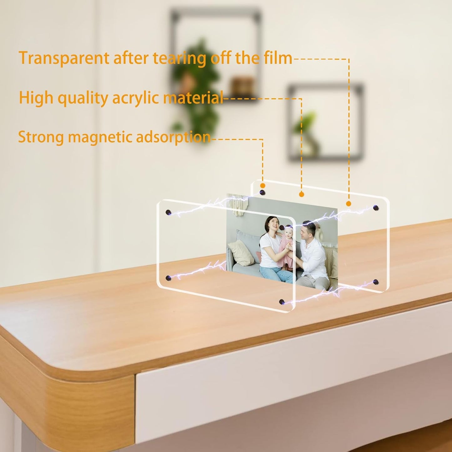 5 Pack-Polaroid Magnets for Refrigerator Acrylic Fridge Magnetic Frame 2.36 x 3.54 Inch Clear Picture Frames for-Polaroids-Fujifilm-instax Mini Film(5pcs Clear, 2.36x3.54 inch)