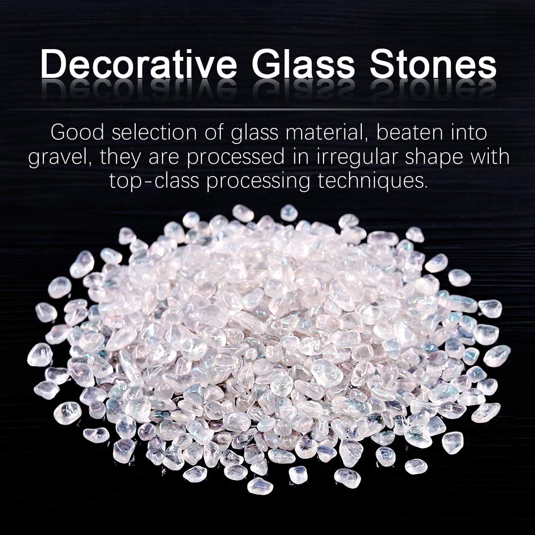 Hilitchi Glass Stones Rock Crystals Gemstones for Event Weddings Birthday Decoration Vase Fillers Table Scatter Party Table Decoration (White Rainbow Moonstone Aprox 1lb/455g/Bag)