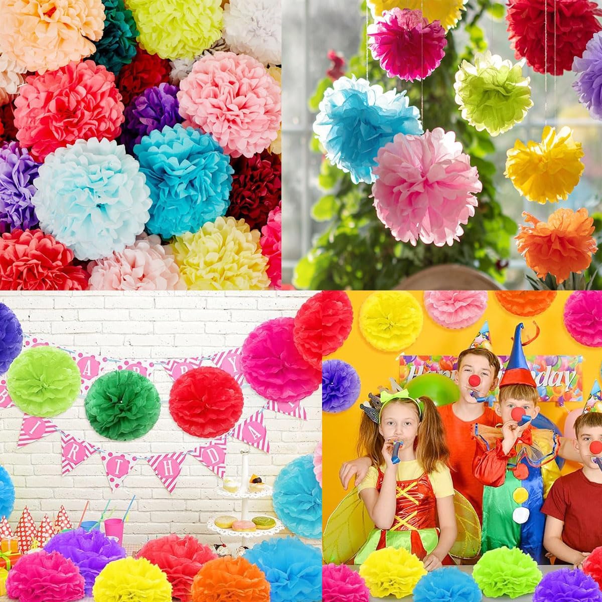 12pcs 8in 10in Green Paper Pom Poms Tissue Flower Hanging Balls for Wedding Party Decorations DIY Art Craft Blooms Birthday Baby Shower Nursery Decor