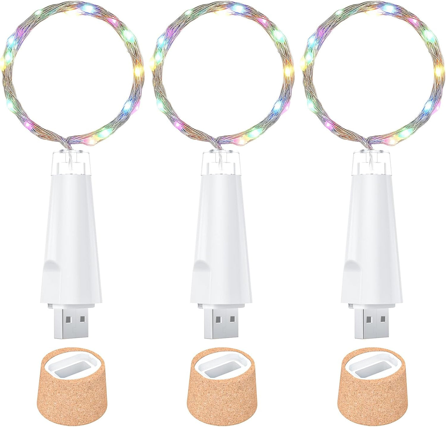 USB Bottle Lights Rechargeable Wine Bottle Fairy Lights Cork LED String Lights 20 LEDs Copper Wire for Table Party DIY Decor