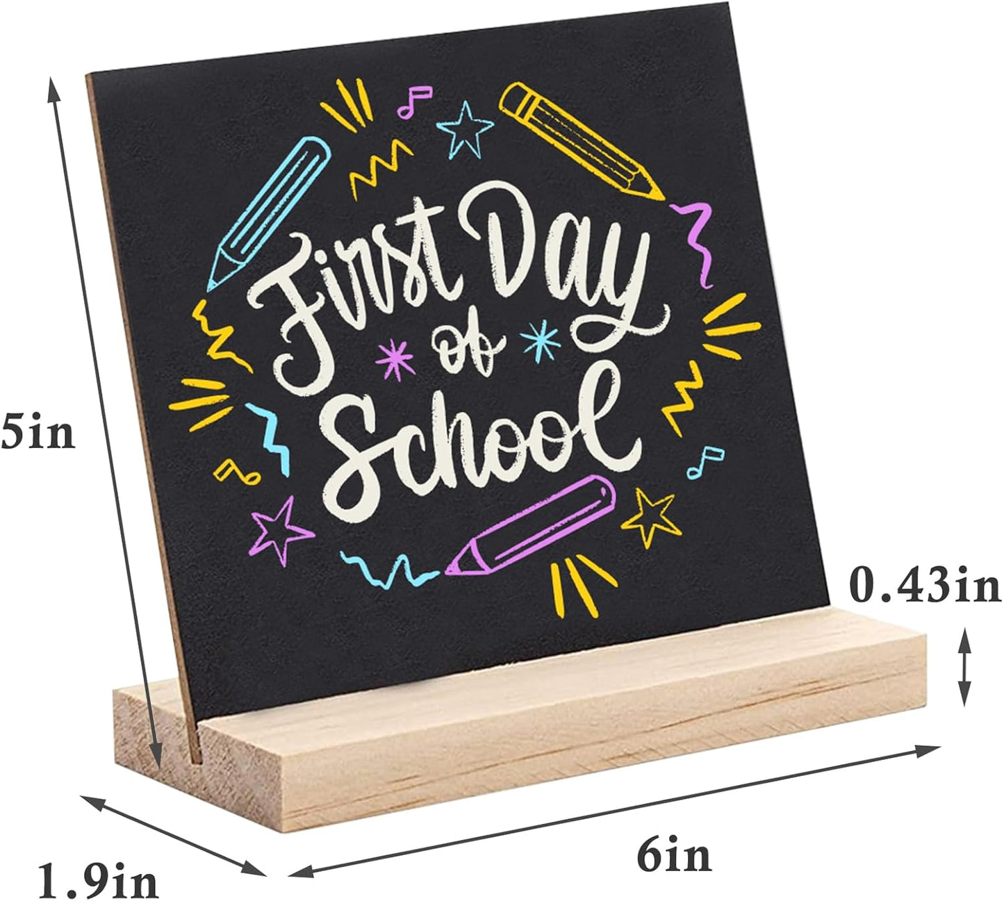 Double-Sided Small Chalkboard Signs (6 x 5 Inch) - Set of 6 with Stand & 7 Liquid Chalk Markers | Vintage Decorative Mini Tabletop Message Boards for Home & Events
