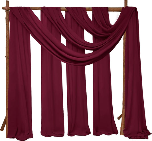 8 Panels Wedding Arch Draping Fabric 28" x20Ft Wedding Arch Drapes Chiffon Fabric Drape Sheer Backdrop Curtain for Weddings Party Swag Ceremony Birthday Arbor Drapery Reception Ceiling Décor(Burgundy)