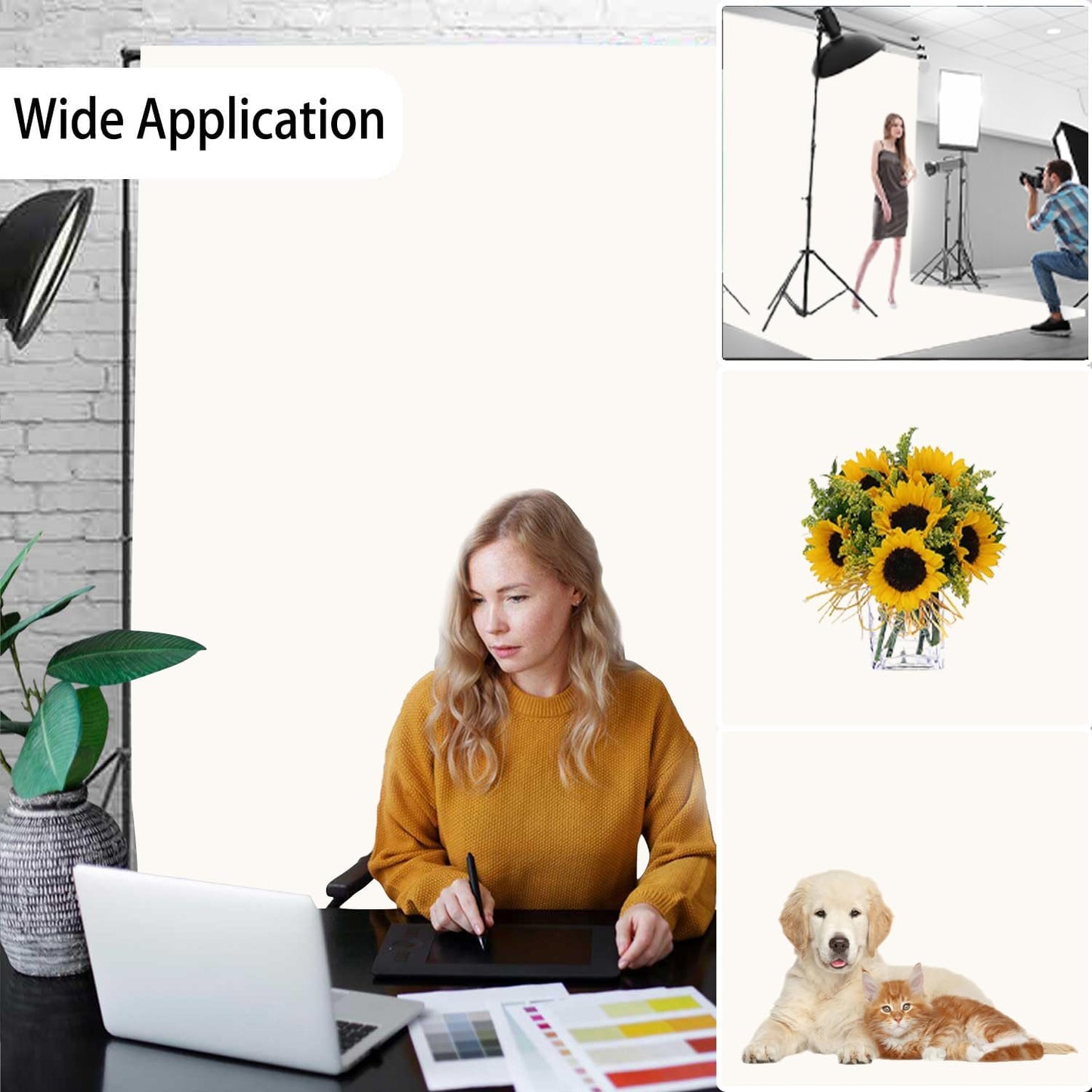 Ivory Photography Backdrop for Photoshoot, Photo Backdrop Curtain, Perfect Ivory Backdrops for Party Portrait Photoshoots Video Studio 5FTx7FT