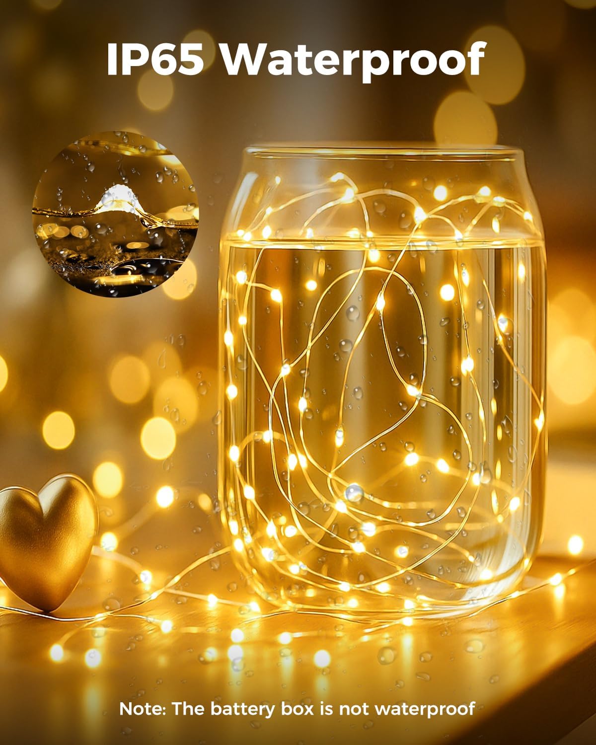 btfarm 100 Pack Fairy Lights Battery Operated, 7FT 20 LED Mini String Lights Waterproof Silver Wire for Mason Jars Centerpiece Table Crafts Bedroom Christmas Decoration, Warm White