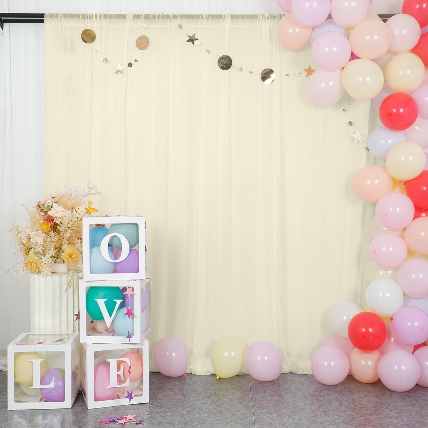 DUOBAO 2-Pack Sheer Chiffon Curtain Panels - Lightweight Voile Drapes for Windows, Living Room & Bedroom, Ivory, 58x120 Inches (Rod Pocket Design