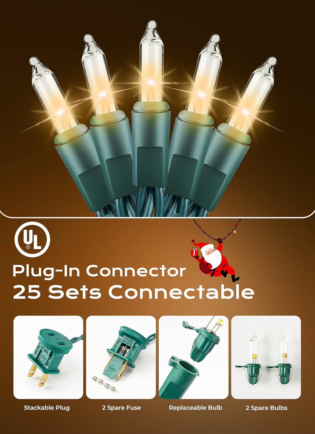 Minetom LED Clear Christmas String Lights, 200 Count 66 Feet LED Christmas Lights Bulb, Christmas Decorations Indoor, White Christma Tree Lights for Indoor Outdoor Xmas Wedding Party Festival