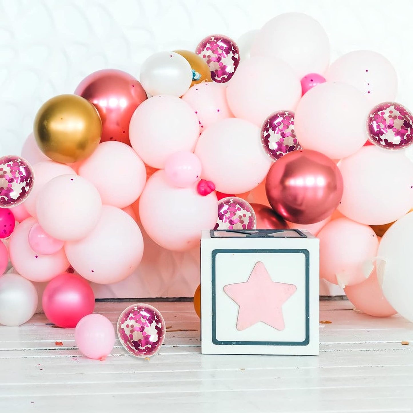 Hot Pink Confetti Balloons, 40 Pcs 5 Inch Clear Balloons with Confetti Inside for Graduation Engagement Cake Topper Decor Bridal Shower Baby Shower Birthday Party Decoration Supplies