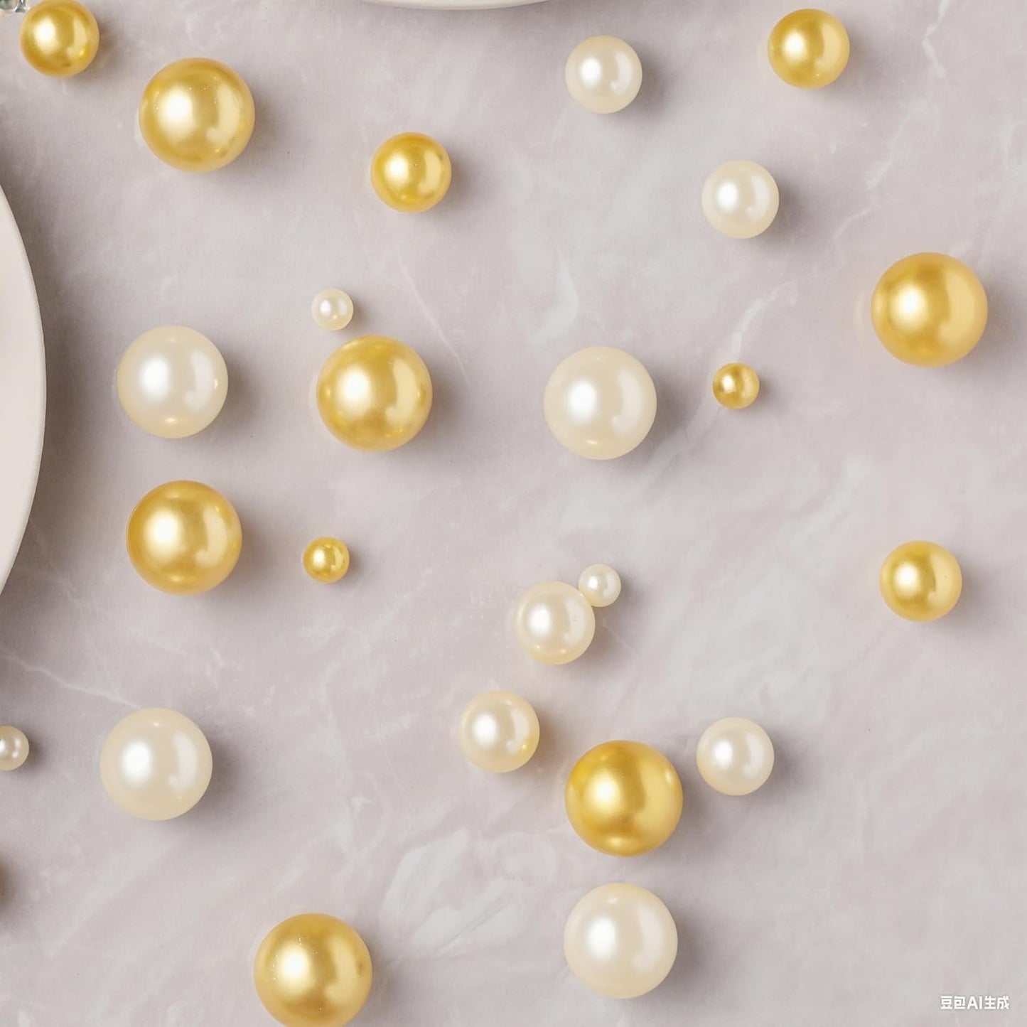 200 Pcs Vase Filler Beads Gold and White Pearl Beads for Vase No Hole Pearls for Centerpieces Vases DIY Home Table Party Decor DIY Wedding 8/14/20mm