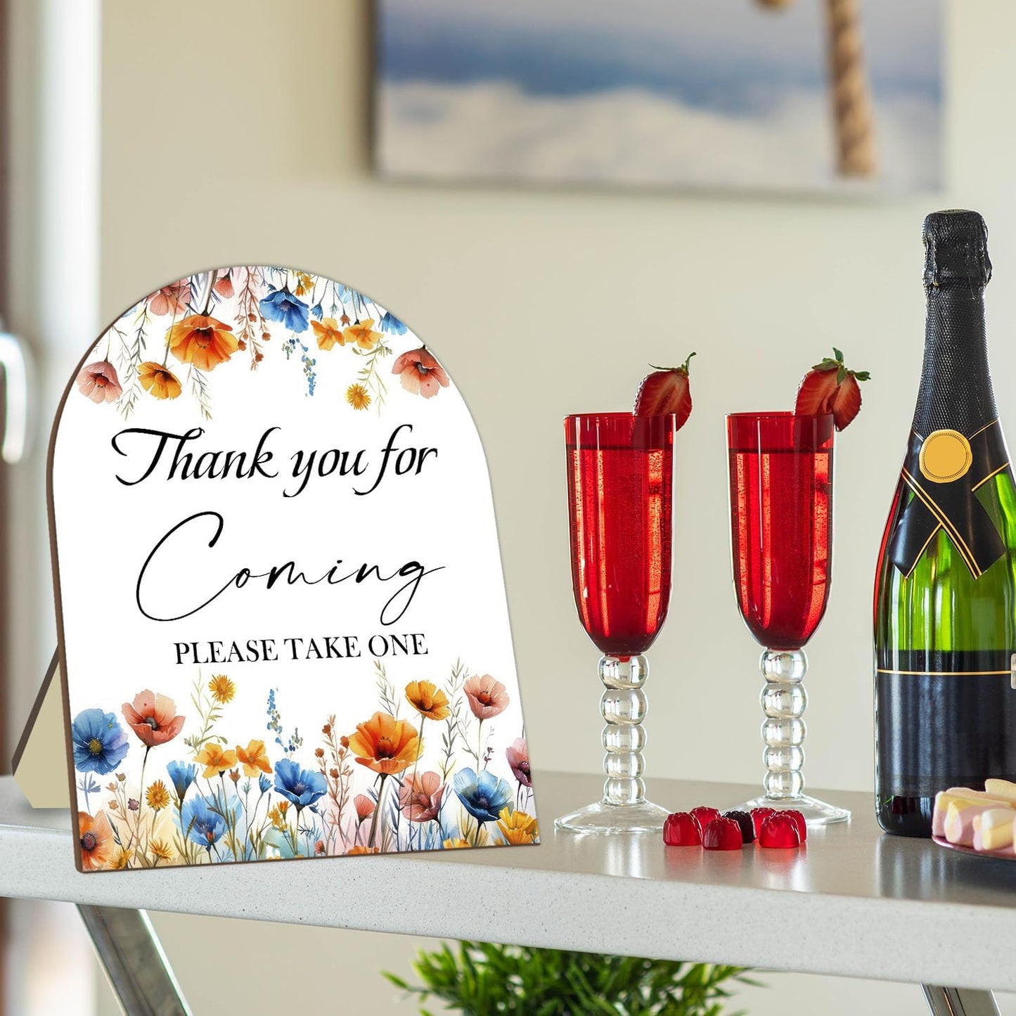 Thank You for Coming Please Take One Sign, Floral Decor Wedding Shower Favors, Bridal Shower Gifts, Modern Wooden Sign, 9x11 inches