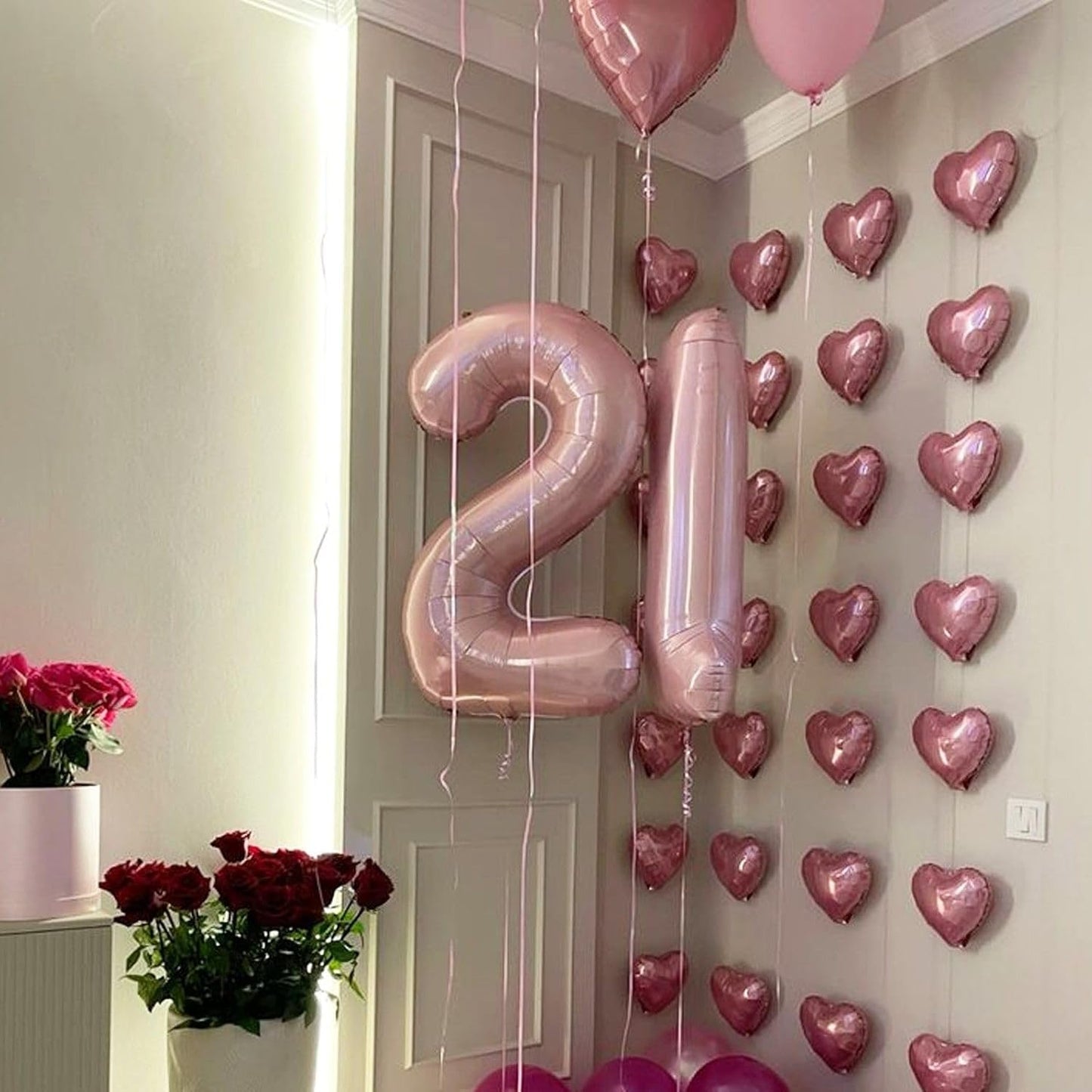 Pink Heart Balloons,12Pcs 18 Inch Light Pink Helium Foil Love Heart Shaped Balloons for Girls Party Bridal Wedding Engagement Anniversary Birthday Baby Shower Valentines Day Decorations