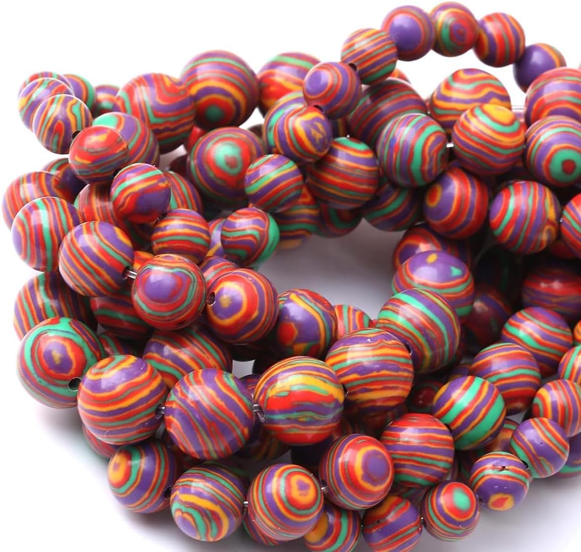 Painted Peacock Turquoise Stone Beads Gemstone Round Crystal Energy Jade Beads Stone Beads for Jewelry Making DIY Bracelet Necklace Jewelry Making 1 Strand 15.5inch 60PCS 6MM