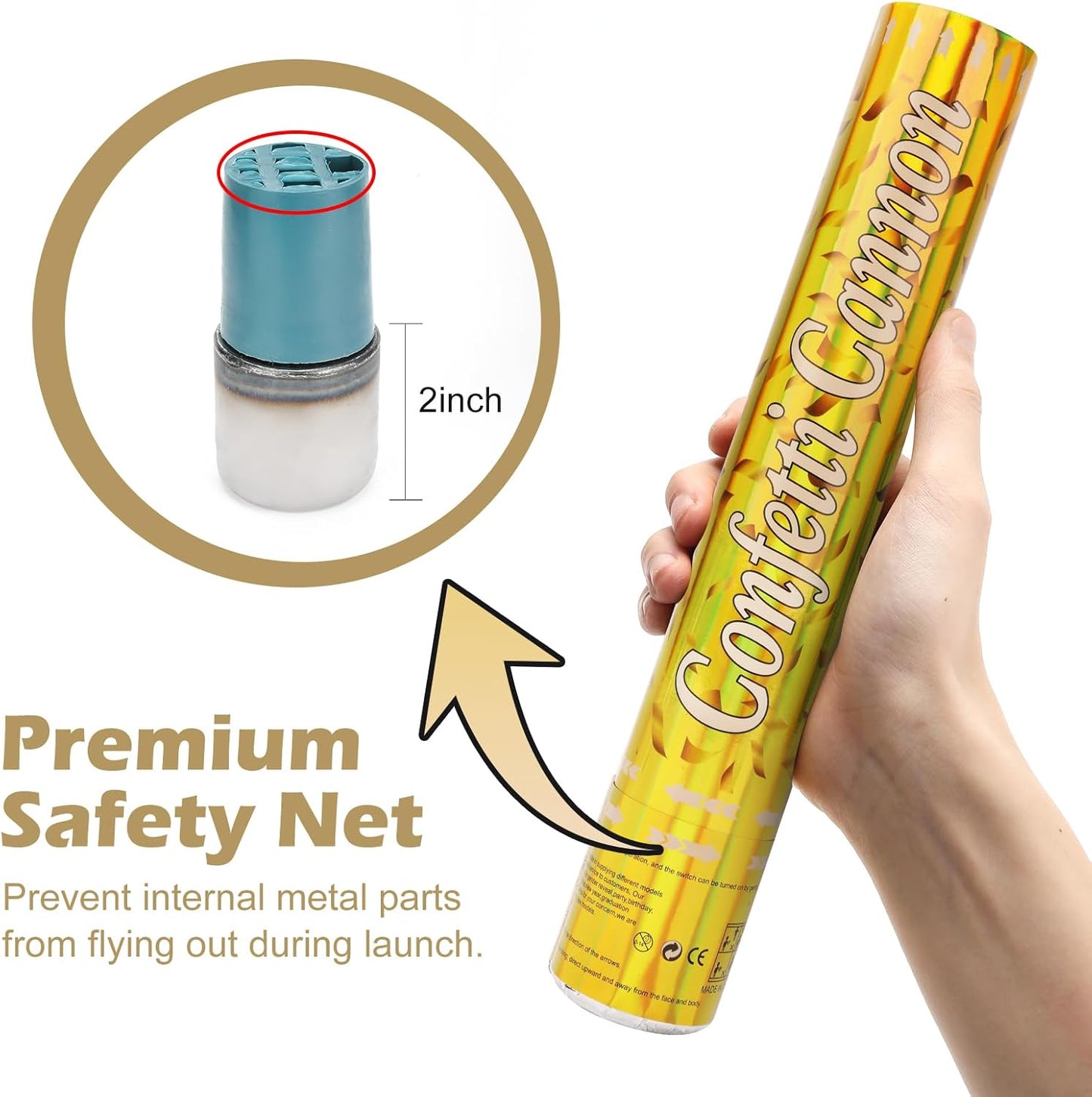 Tamodan 5 Packs Confetti Poppers,12 inch Confetti Cannon,Gold Party Poppers Confetti Shooters for New Year's Eve, Christmas, Birthday,Wedding, Graduationand Any Celebrations.