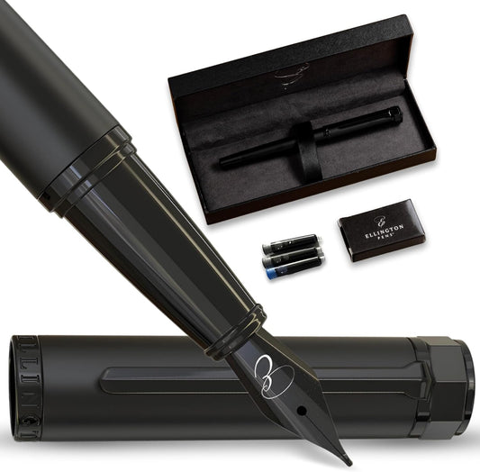 Ellington Pens Luxury Fountain Pen Set - Smooth Extra Fine Nib - Includes Refillable Ink Converter, 3 Ink Cartridges, Gift Box - Fountain Pen For Writing - Calligraphy, Journaling, Sketching