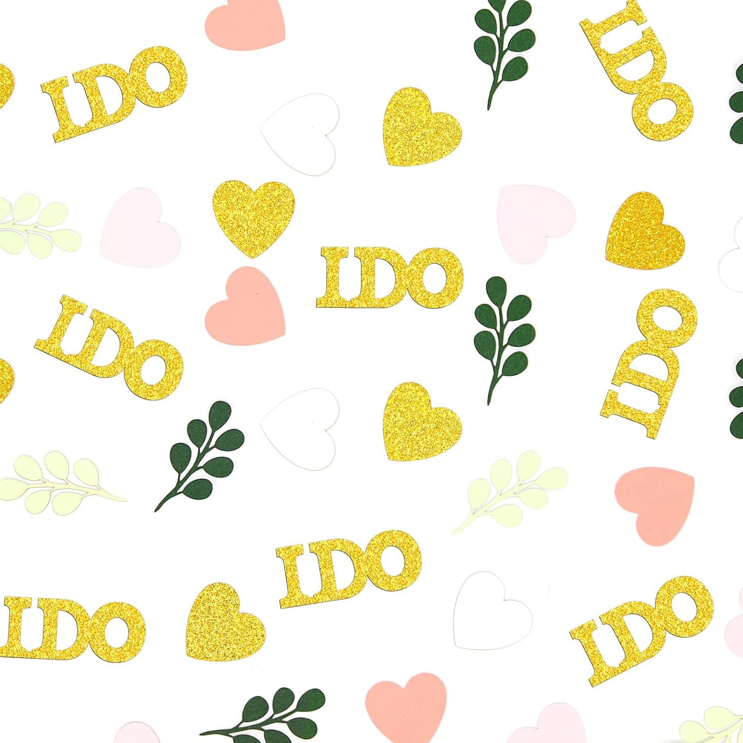 200PC Sage Green and Pink Gold Wedding Confetti for Tables Bridal Shower Decorations Hearts I Do Table Scatter for Wedding Engagement Bachelorette Party Decor