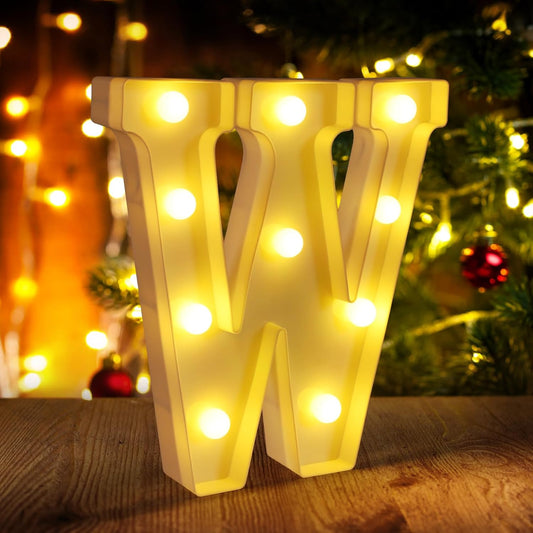 Light Up Letters W,LED Sign Marquee Letters 26 Alphabet for Party Birthday Name,Wedding,Christmas Decorations,Personalized Name Sign Letter for Centerpieces Table and Wall Decor
