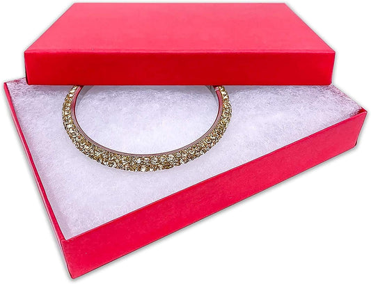 TheDisplayGuys - 25-Pack #53 Kraft Paper Cardboard Gift Boxes/Jewelry Cases w. Cotton Padding & Lid - Matte Red - (5.4" x 3.9" x 1.0")