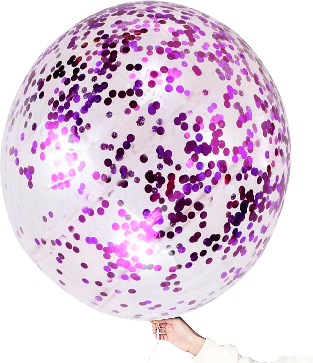 Purple Confetti Balloons, 36 Inch 6 Pcs Jumbo Latex Purple Glitter Confetti Party Balloons for Halloween/Carnival Decoration/Graduation/Anniversary Decoration Supplies