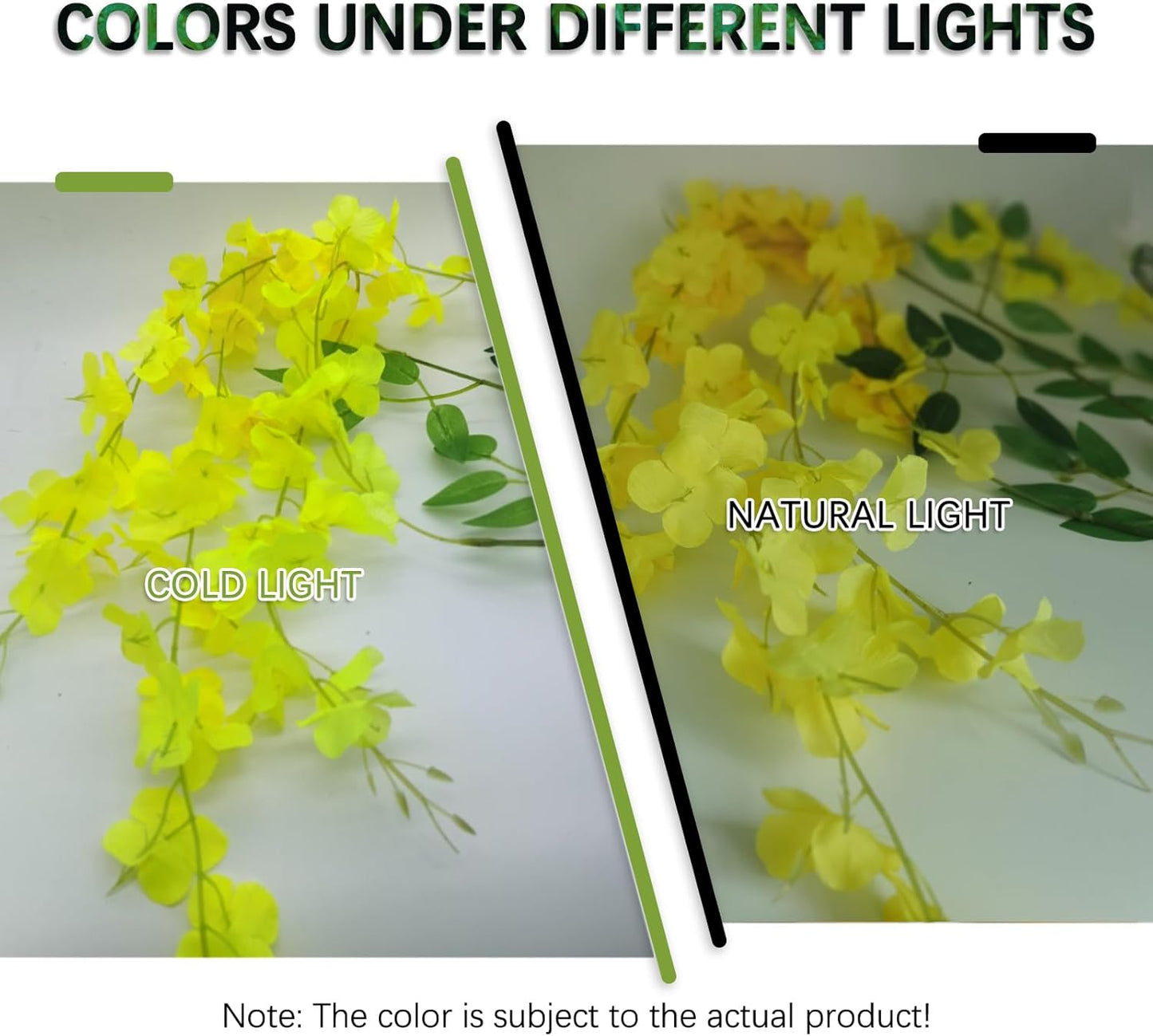 5 Pack Yellow Wisteria Hanging Flowers Garland, 3.77 Feet Artificial Flower Vines, Fake Wisteria, Artificial Vines Hanging Garland for Backdrop Outdoor Yard Garden Decor