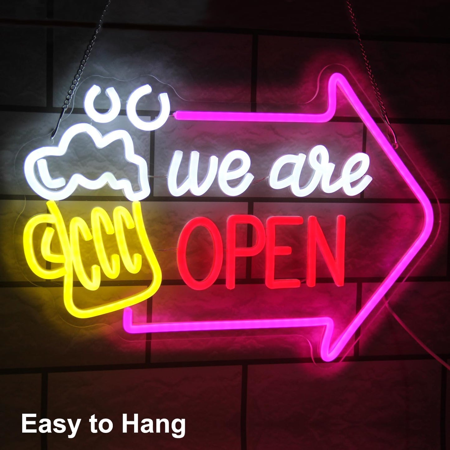 We Are Open Bar Neon Sign Beer Neon Lights Open with Arrow LED Signs for Wall Dimmable Bar Neon Light Up Sign for Man Cave Pub Restaurant Tavern Hotel Business Shop Decor 16.5 x 11.8 Inch