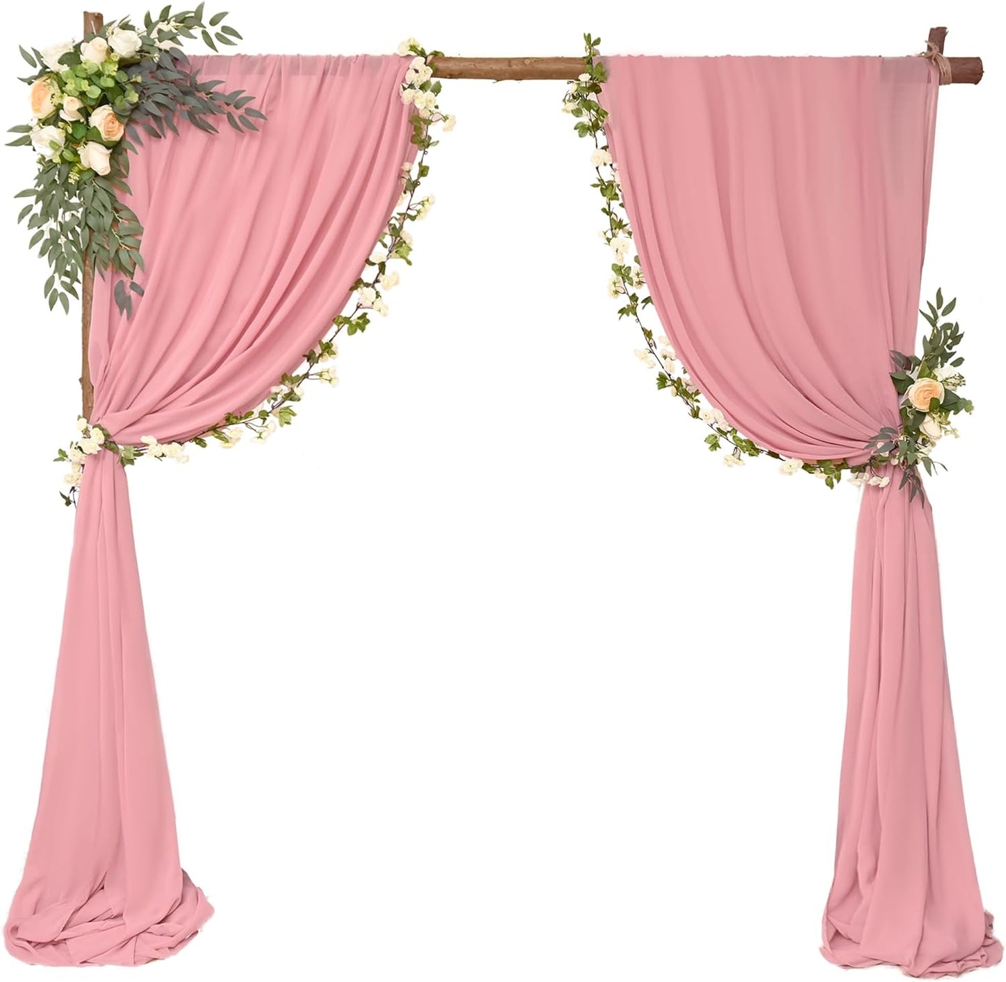 8 Panels Wedding Arch Draping Fabric 28" x 20Ft Wedding Arch Drapes Chiffon Fabric Drape Sheer Backdrop Curtain for Weddings Party Ceremony Birthday Arbor Drapery Reception Ceiling Décor(Dusty Rose)