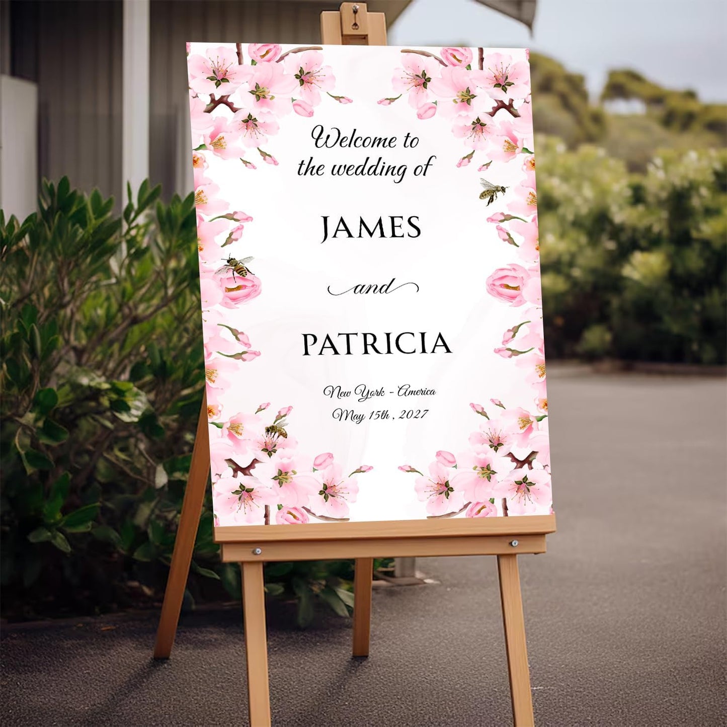 Personalized Blush Pink Wedding Welcome Sign, Floral Printable Wedding Board, Custom Welcome Signs Decoration Outdoor Reception