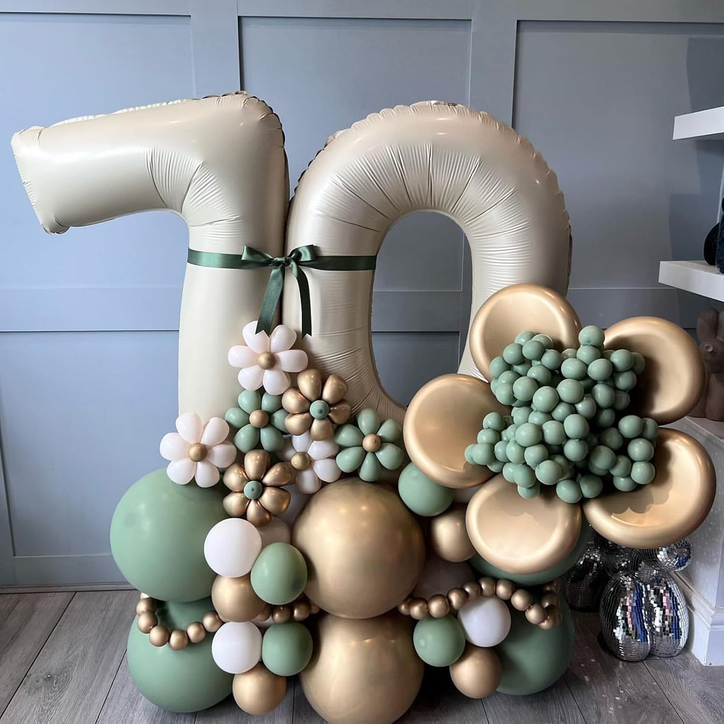 40 Inch Cream Number 7 Balloon, Beige Large Self Inflating Foil Balloons for 7th Birthday Decoration Boys Girls, Digital 7 Helium Balloon for Women Men Birthday Baby Shower Anniversary Party Supplies