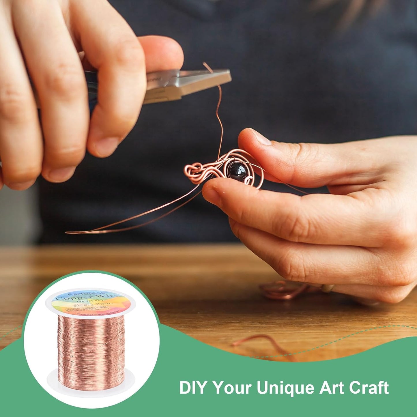 2-Rolls 0.2mm Jewelry Wire, 32 Gauge 328FT Craft Wire Copper Beading Wire for Jewelry Making/Planting/Weaving/DIY Crafting, Soft Metal Wires [100M, Champagne Gold]