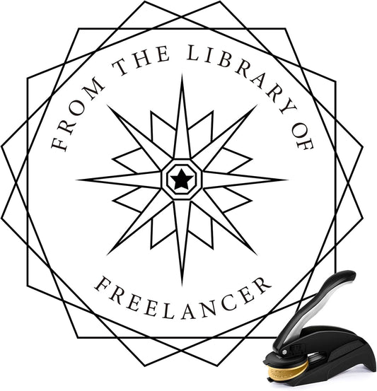 Personalized Book Embosser - Custom Library Stamp, Personal Gifts for Book Lovers, Readers, Teachers (Star-02)