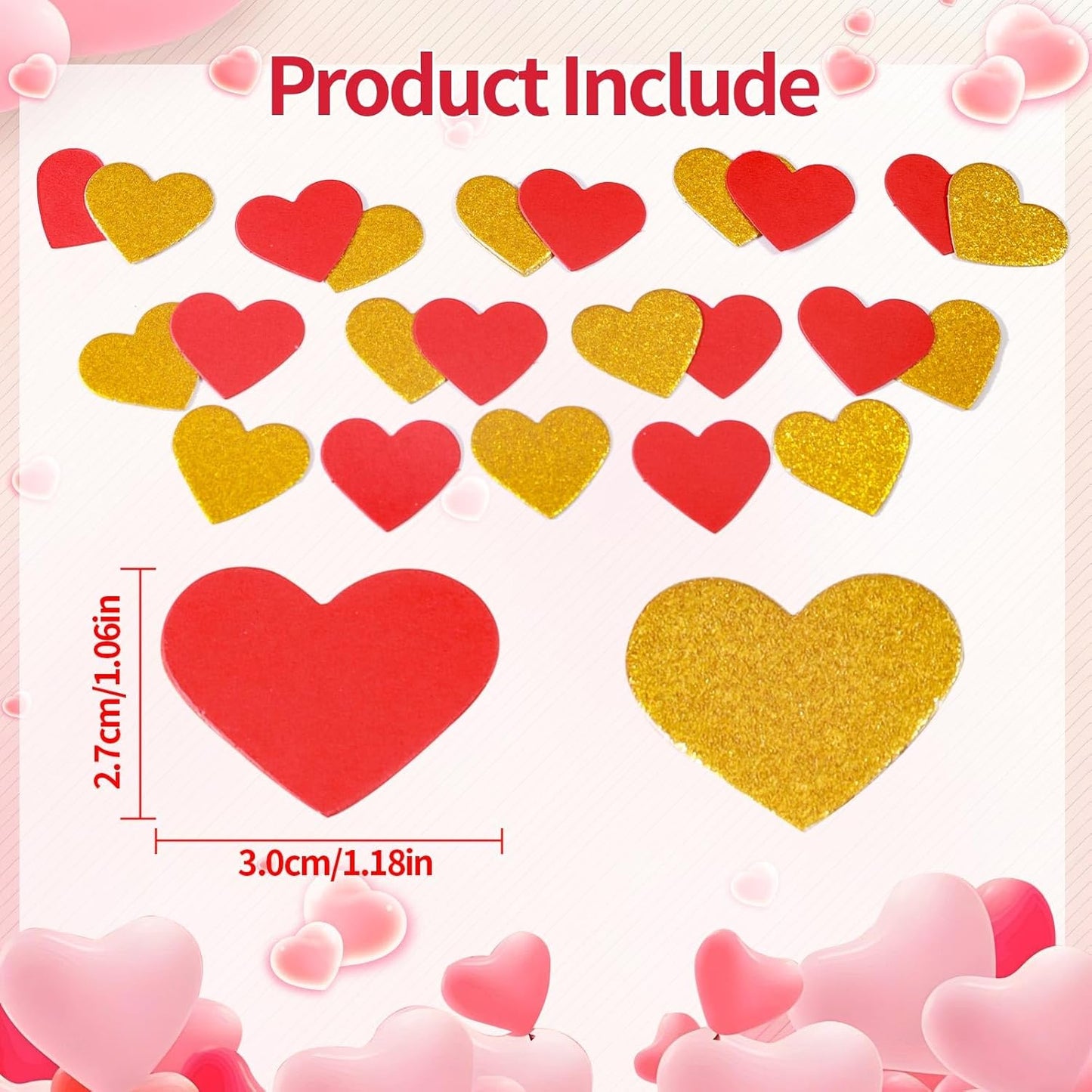 200 Pcs Red Gold Heart Paper Confetti for Valentine's Day Wedding Baby Shower Birthday Party Table Decoration Supplies