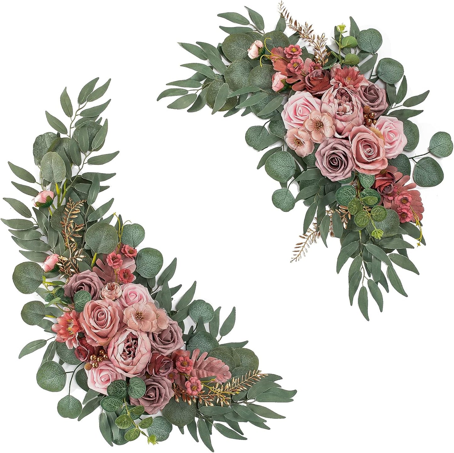 Wedding Arch Flowers, Artificial Flowers for Reception Backdrop and Welcome Ceremony Sign, Large Flower Swag for West Styles Wedding Ceremony Floral Decor - Pack of 2