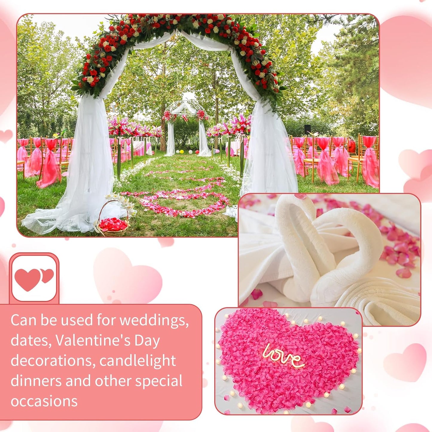 1000 Pcs Artificial Fake Rose Petals,Flower Petals for Romantic Night, Engagement, Party, Wedding, Event Flower Decorations, in Bulk(Rose Red)