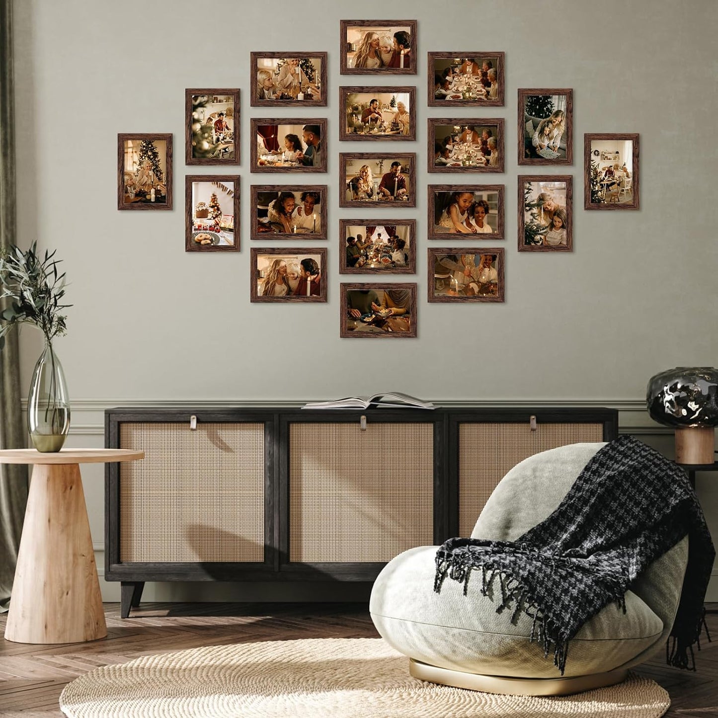 PETAFLOP Wooden Bulk 4x6 Picture Frame Set of 18, Rustic Brown Photo Frames Fits 4 by 6 for Wall or Tabletop Display