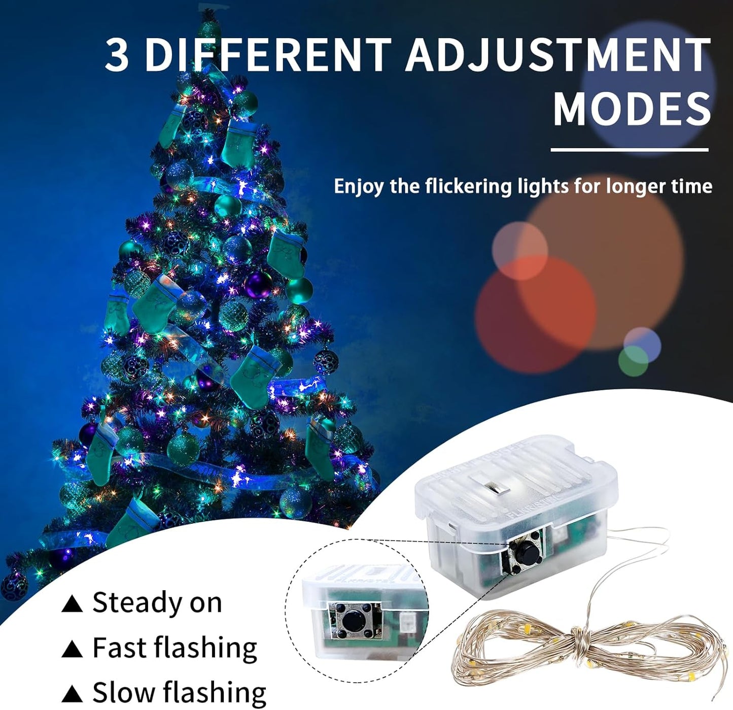 Fairy Lights 7Ft 20 LED Twinkle String Lights 3 Modes Battery Operated Waterproof Firefly Starry for Mason Jar Party Wedding Christmas Valentines Day Table Centerpieces(Rainbow, 24 Pack)