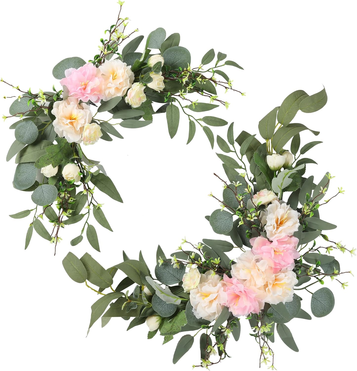H&W 2pcs Artificial Wedding Arch Flowers for Wedding Sign, Floral Swag Dusty Decor for Reception Ceremony Backdrop Sweetheart Table (Grass Heart-Peony)