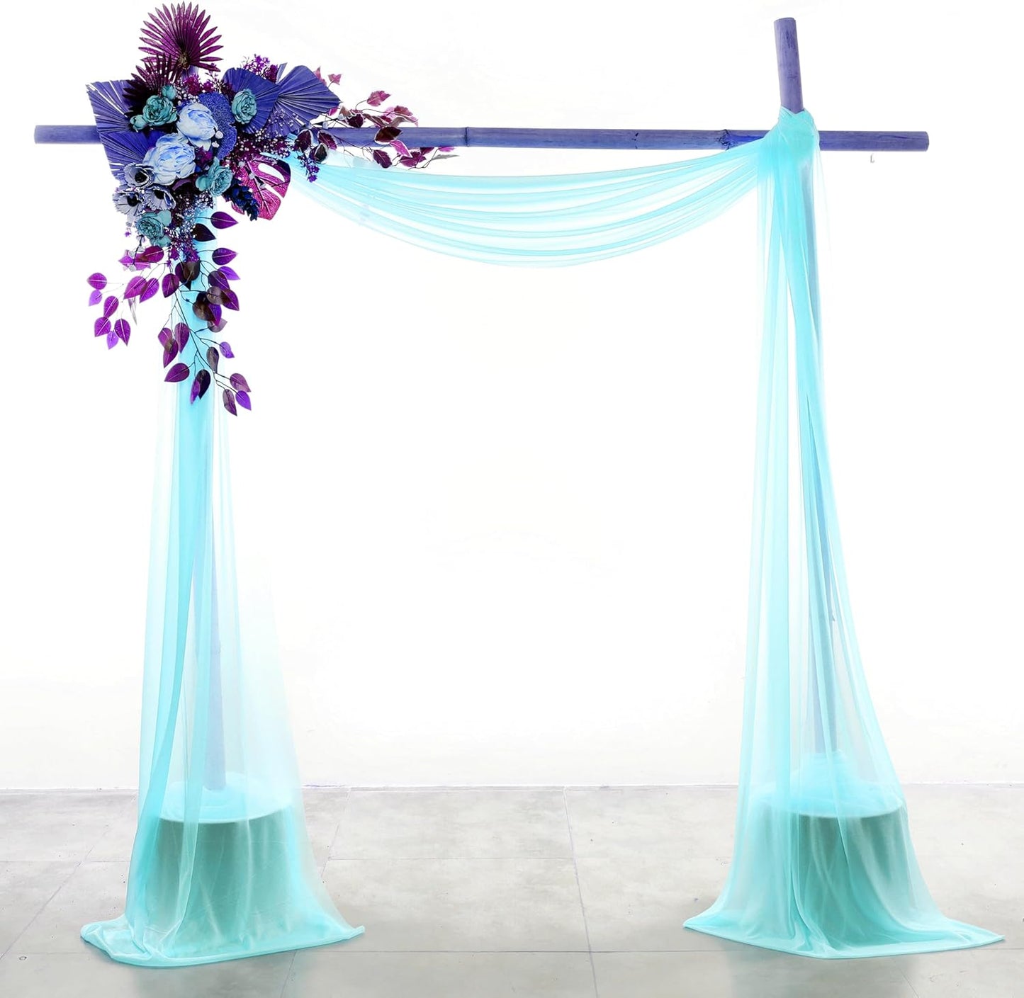 VDS Pack of 1 Panel (30 Inch X 30 Feet) Wedding Arch Draping Fabric Sheer Chiffon Fabric Drapery for Wedding Ceremony Reception Swag Backdrop Canopy Chuppah ARBO Altars Decoration (Teal)