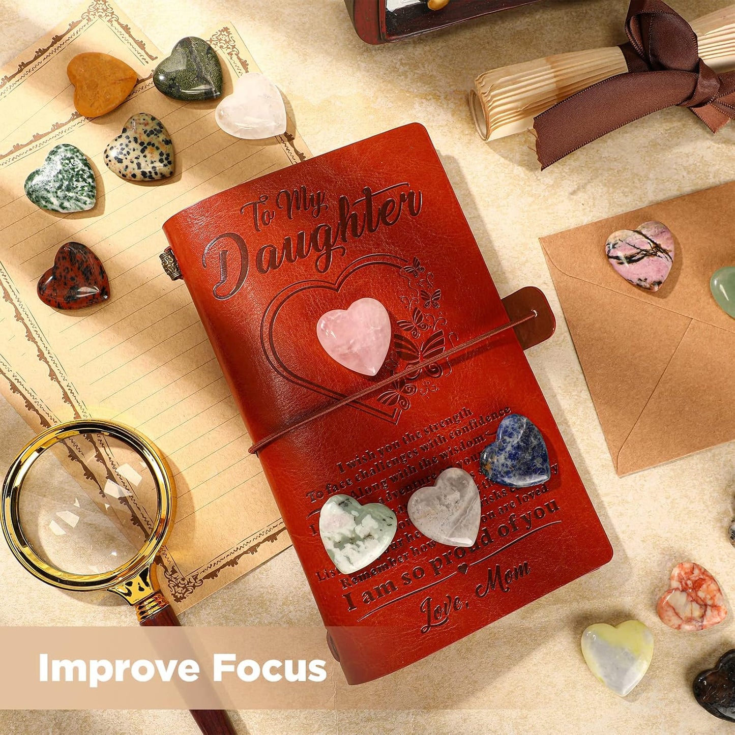 Nuenen 30 Pcs Heart Shape Crystals Bulk 1.2 Inch Gemstone Heart Stones Worry Stone Rocks Quartz Love Pocket Palm Bulk for Mother's Day Gifts Stress Relief Gift (Vintage Color)