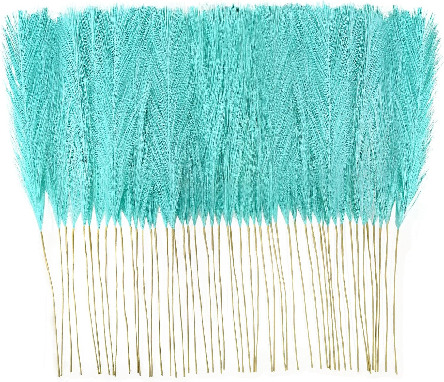50pcs Faux Pampas Grass, 21.6" Short Artificial Pompous Grass Branches for Vase Filler Home Table Centerpieces Wedding Decor (Sky Blue)