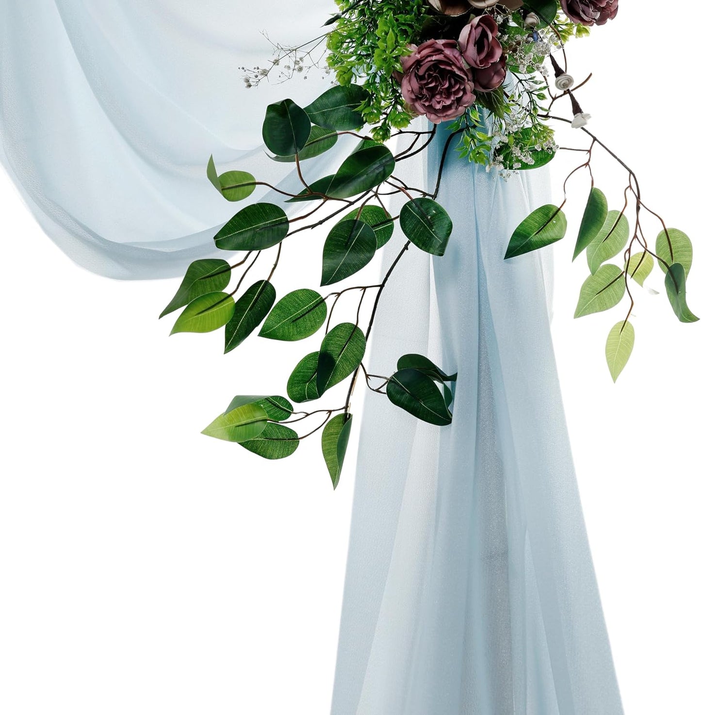 VDS Pack of 2 Panel (30 Inch X 20 Feet) Wedding Arch Draping Fabric Sheer Chiffon Fabric Drapery for Wedding Ceremony Reception Swag Backdrop Canopy Chuppah ARBO Altars Decoration (Baby Blue)