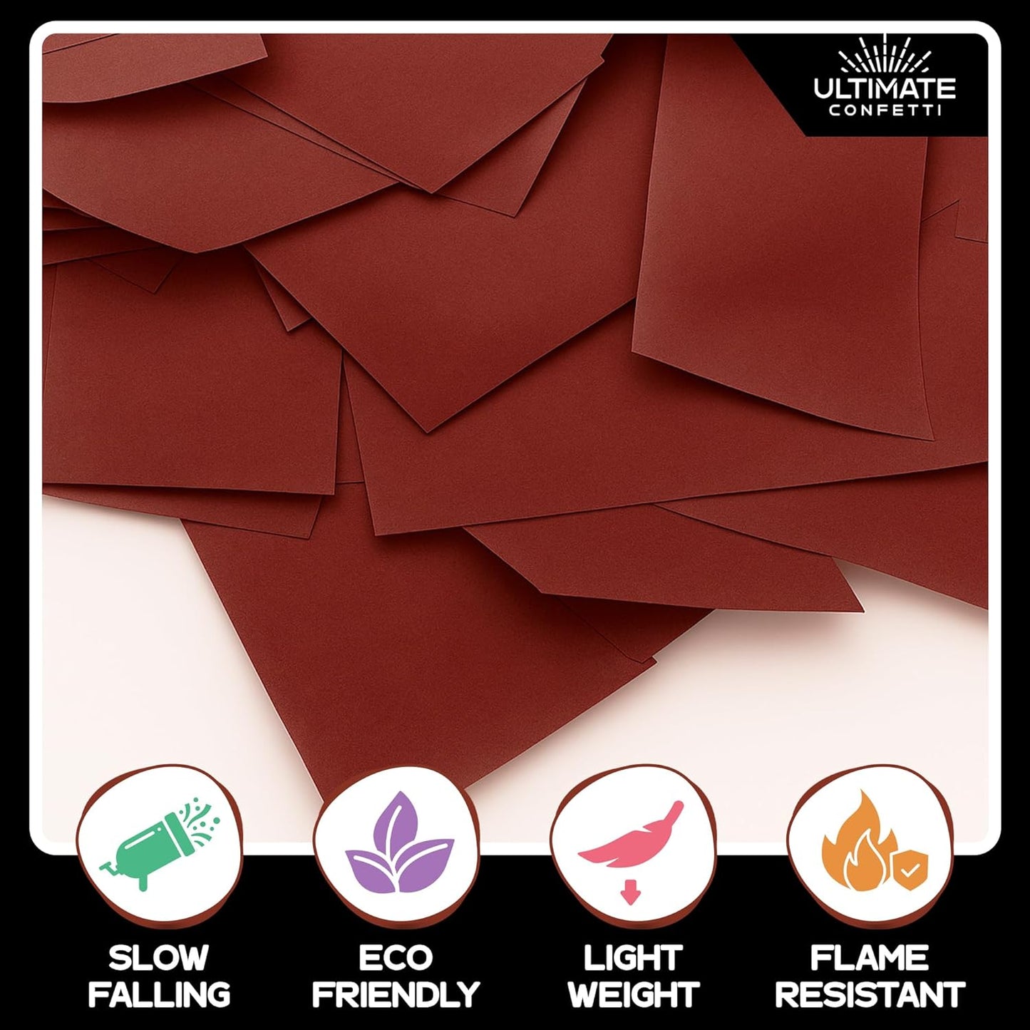 Maroon Biodegradable Confetti - Rectangular Flame-Resistant and Slow-Falling Tissue Paper Confetti for Cannon and Launcher use – Best for Parties Celebrations - 20 lb, 320 oz