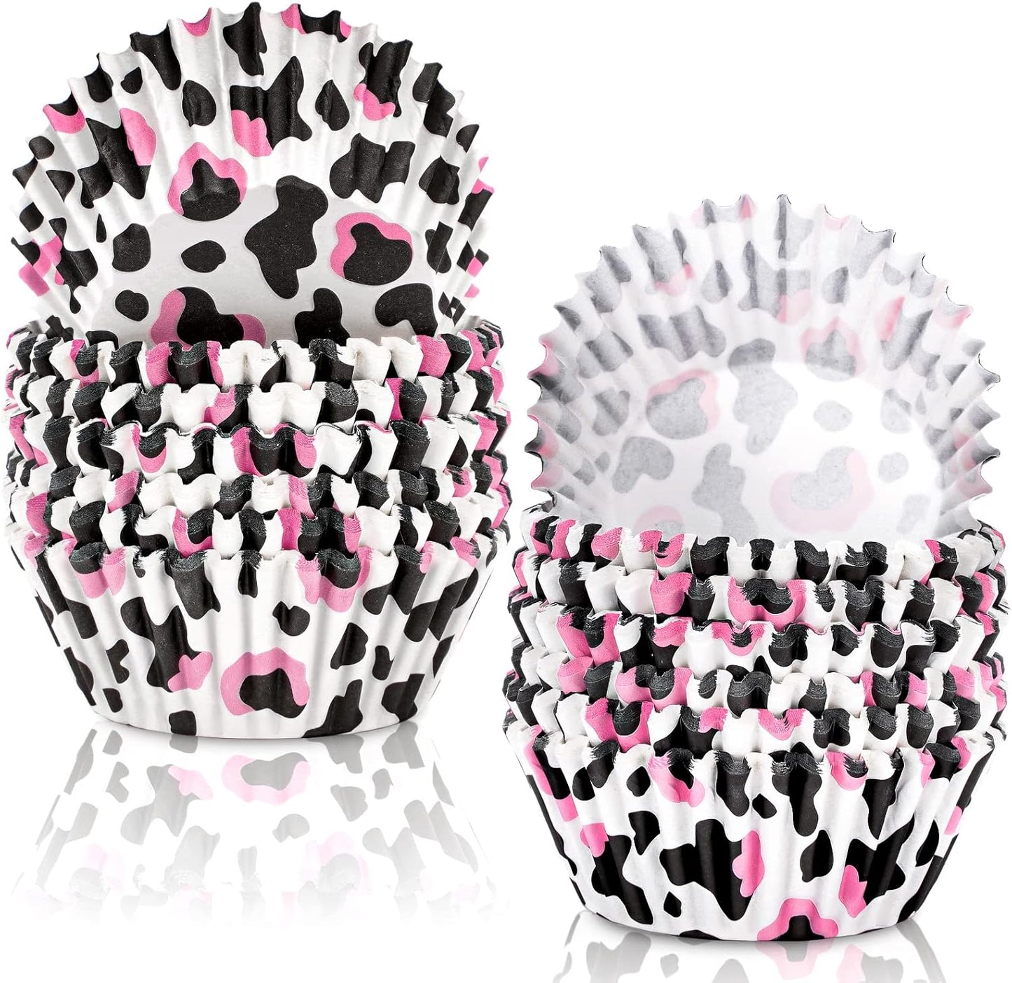 Waline 300 Pcs Cow Print Cupcake Liners - 2x1.2 Inch Cow Animal Baking Cups Holders for Baby Shower, Birthday, Wedding Party