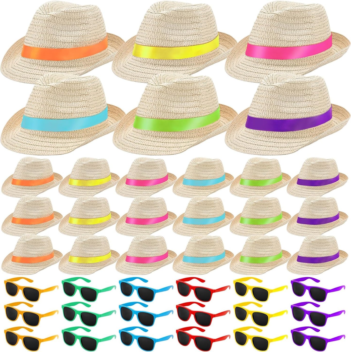 Newcotte Straw Hats, Havana Cubans with Sunglass Hawaiian, Birthday Party Supplies