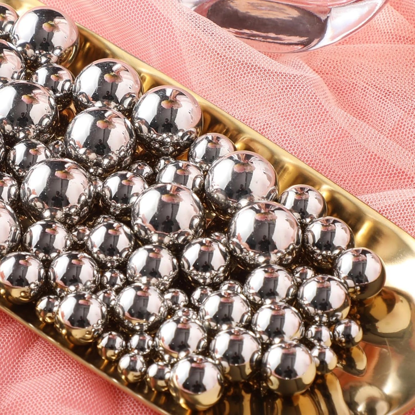 200 Pcs Vase Filler Beads Silver Pearl Beads for Vase No Hole Pearls for Centerpieces Vases DIY Home Table Party Decor DIY Wedding 8/14/20mm